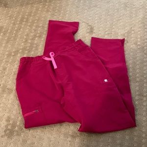 Figs Dark Magenta Yola - Petite Skinny Scrub Pants